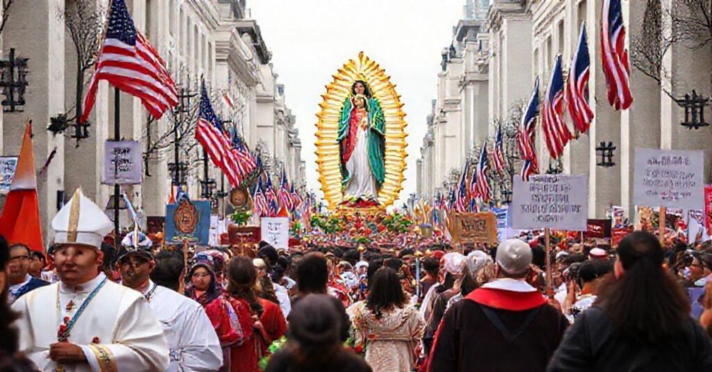 A 2025 Marian pilgrimage in Washington D.C. led by conciliar 'bishops' promoting immigration activism under the guise of honoring Our Lady of Guadalupe.