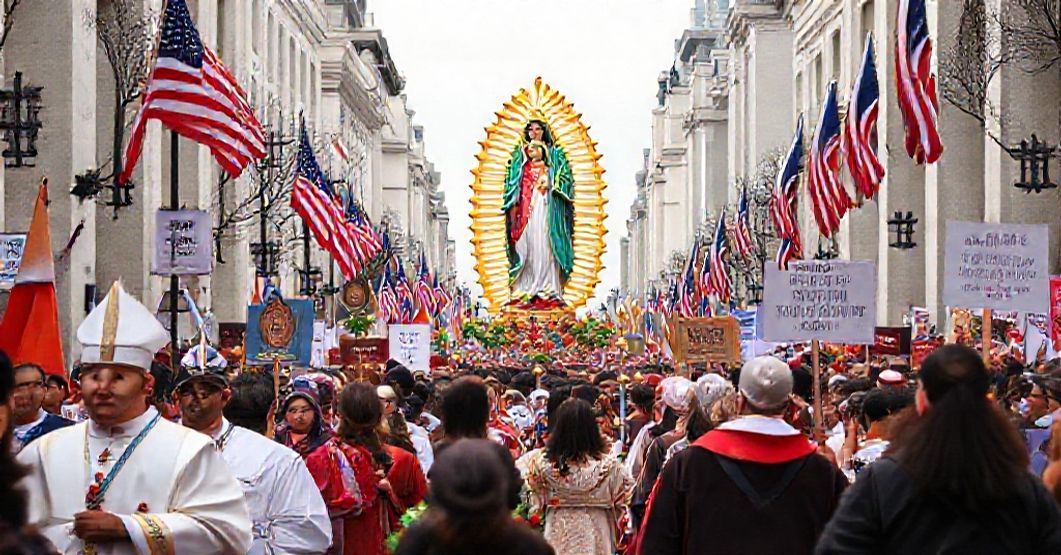 A 2025 Marian pilgrimage in Washington D.C. led by conciliar 'bishops' promoting immigration activism under the guise of honoring Our Lady of Guadalupe.