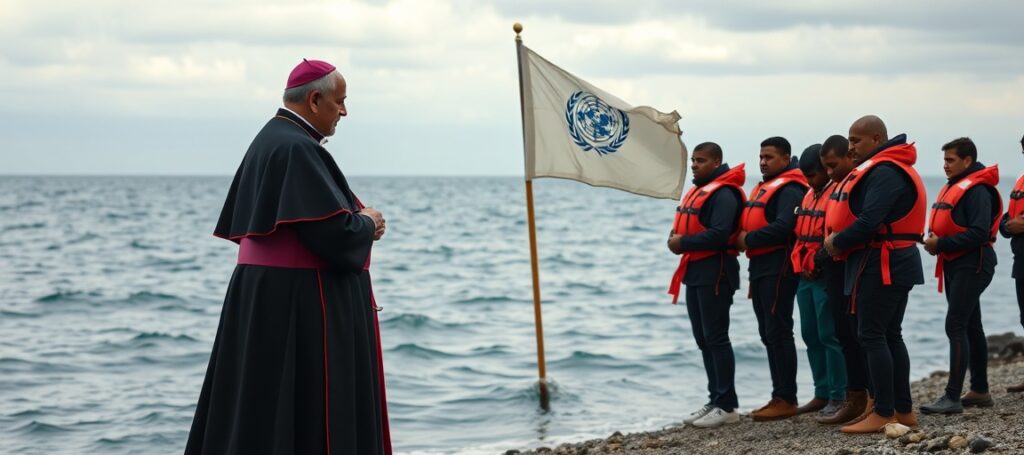 Antipope Leo XIV and UNHCR officials meet migrants on Lampedusa shore in controversial visit symbolizing Catholic Church's capitulation to globalist migration agenda