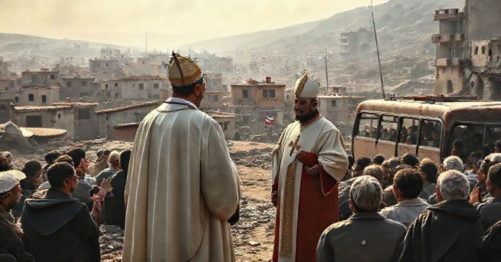 Antipope Leo XIV's visit to war-torn Lebanon highlights naturalistic apostasy and the decline of Catholic influence.