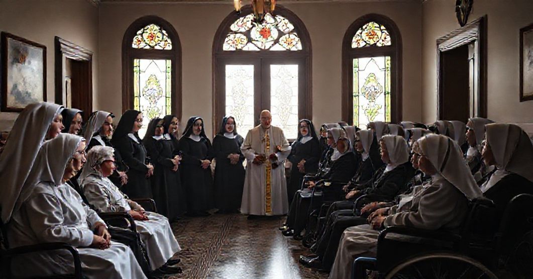 Antipope Leo XIV with Little Sisters of the Poor in Istanbul nursing home chapel during a visit on November 28, 2025.