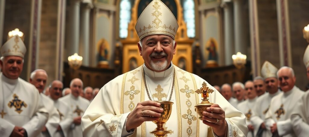 Robert Prevost alias Pope Leo XIV performing a sacrilegious Eucharistic procession at the National Shrine of the Immaculate Conception while blessing the Masonic American republic during the National Eucharistic Pilgrimage