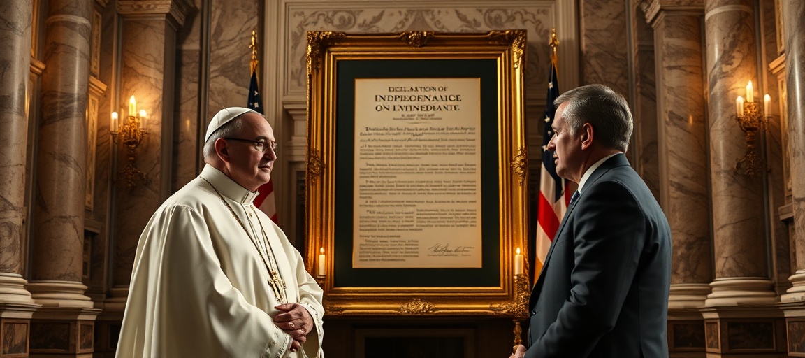 Antipope Leo XIV’s Masonic Homage: Apostasy from Christ the King Antipope Leo XIV and U.S. Ambassador Brian Burch honor the Masonic Declaration of Independence in Rome, symbolizing public apostasy from Catholic Social Kingship on July 4, 2026.
