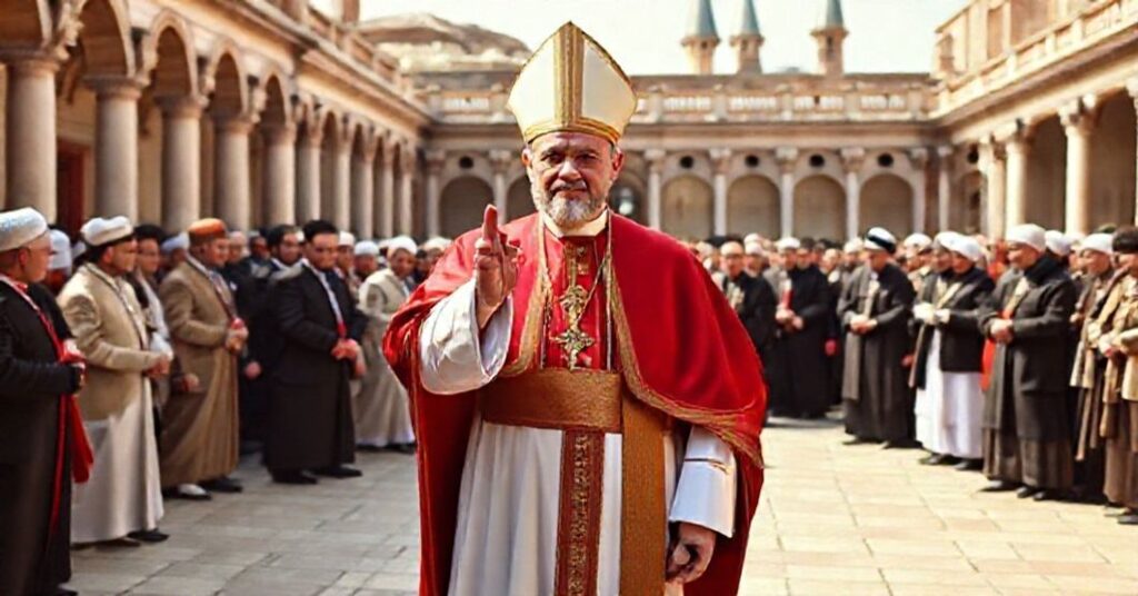 Antipope Leo XIV in Ankara promoting interfaith unity and religious indifferentism, contradicting Catholic doctrine.