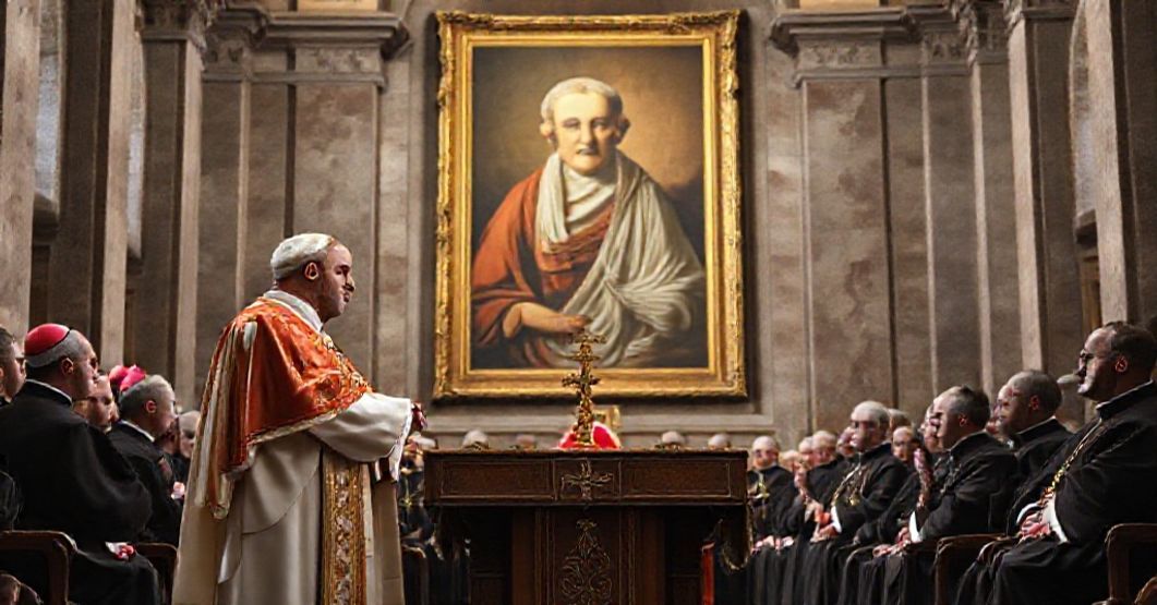 Antipope Robert Prevost (Leo XIV) addresses Italian pseudo-bishops in Assisi's Basilica of St. Francis during the 81st General Assembly of the Italian Bishops' Conference (CEI), promoting false synodality and Modernist heresy.