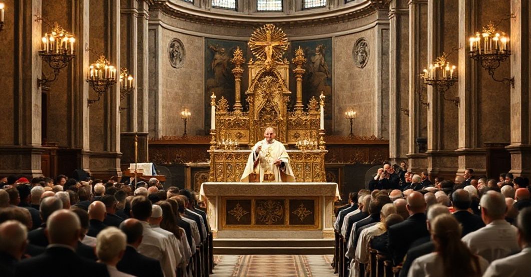 Antipope Robert Prevost ("Leo XIV") celebrating Mass at St. John Lateran Basilica on November 9, 2025.