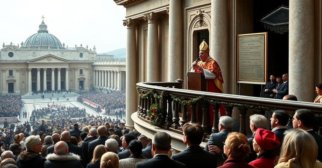 Vatican usurper Robert Prevost (Pope Leo XIV) delivers a Christmas Urbi et Orbi message from St. Peter's Basilica, betraying Christ's Social Kingship by promoting naturalistic peace and ignoring the necessity of nations' submission to Christ the King.
