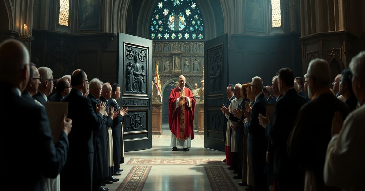 Archbishop Ronald Hicks' installation ceremony in St. Patrick's Cathedral, New York, showcasing theatrical elements and lack of reverence.