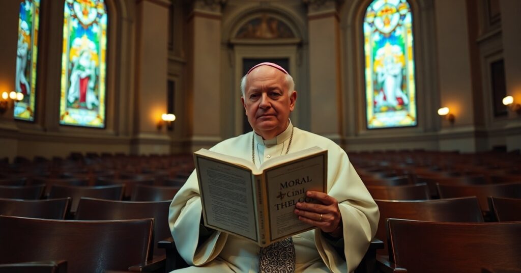 Archbishop Paglia seated in Vatican hall contemplating his 'Paradigm Shift' in Catholic moral theology amid empty pews symbolizing abandonment of doctrine