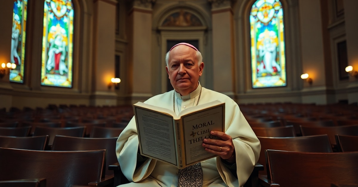 Archbishop Paglia seated in Vatican hall contemplating his 'Paradigm Shift' in Catholic moral theology amid empty pews symbolizing abandonment of doctrine