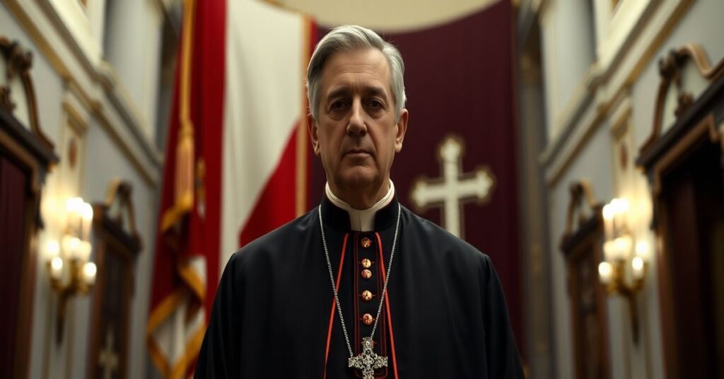 Portrait of Archbishop Anthony Randazzo in traditional bishop's vestments within the Vatican's Apostolic Palace.