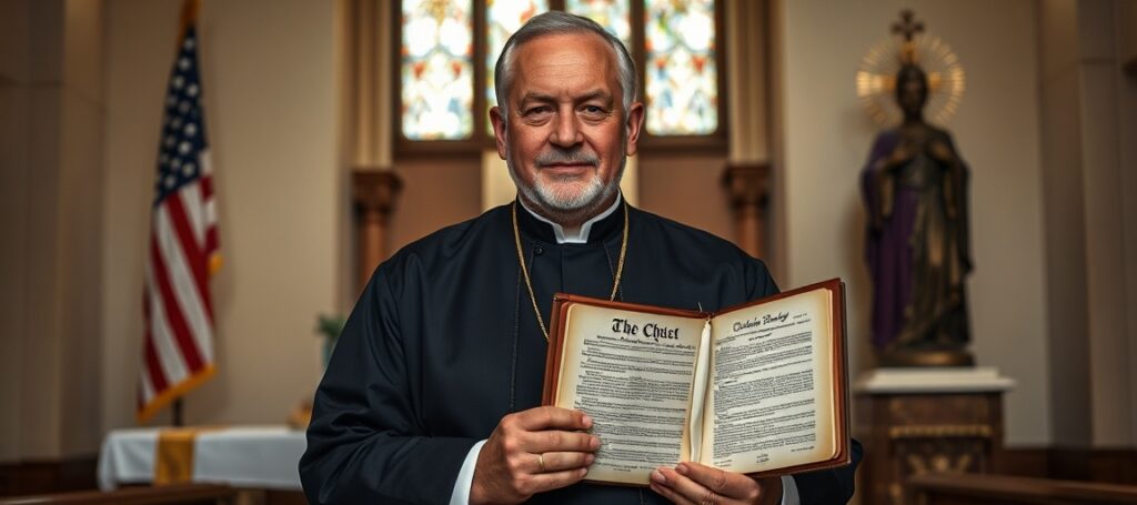 Bishop Earl Fernandes misrepresents Catholic doctrine by equating Masonic Americanism with Catholic teaching in a conciliar church setting.