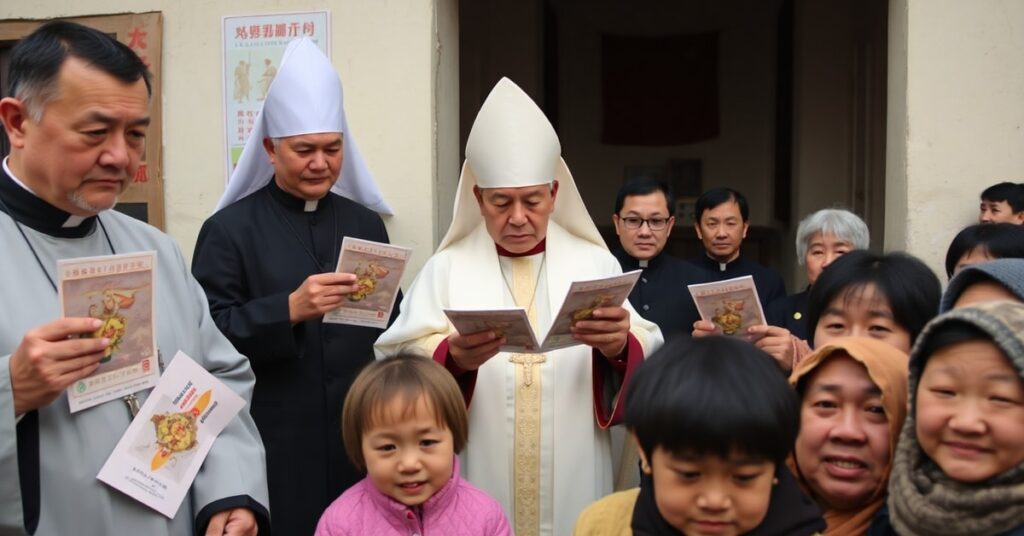 Catholic priests distributing communist propaganda in Inner Mongolia.