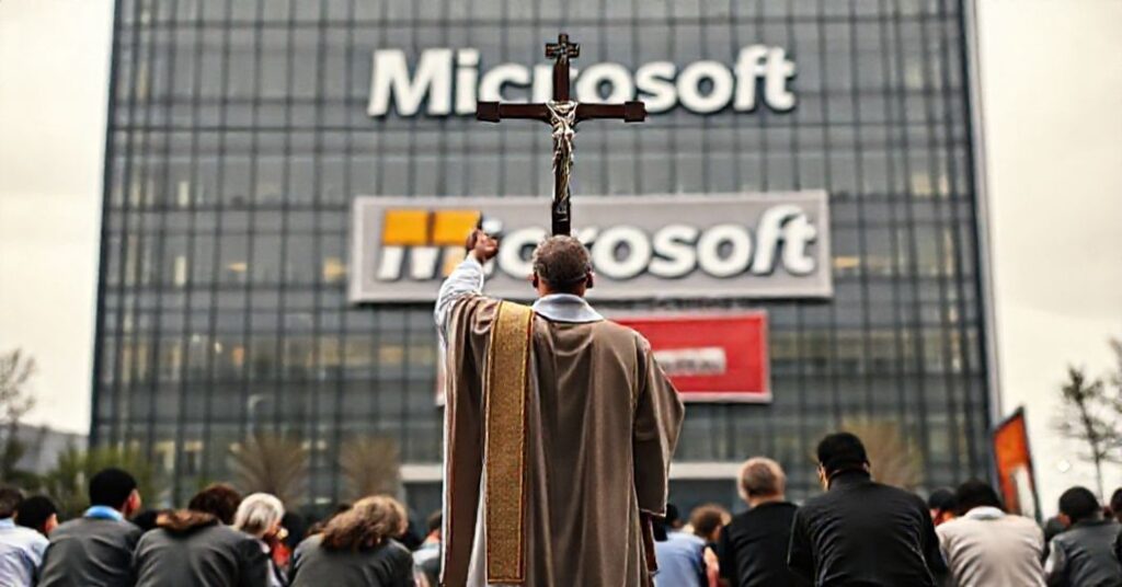 Catholic priest demands corporate submission to Christ's authority before Microsoft office