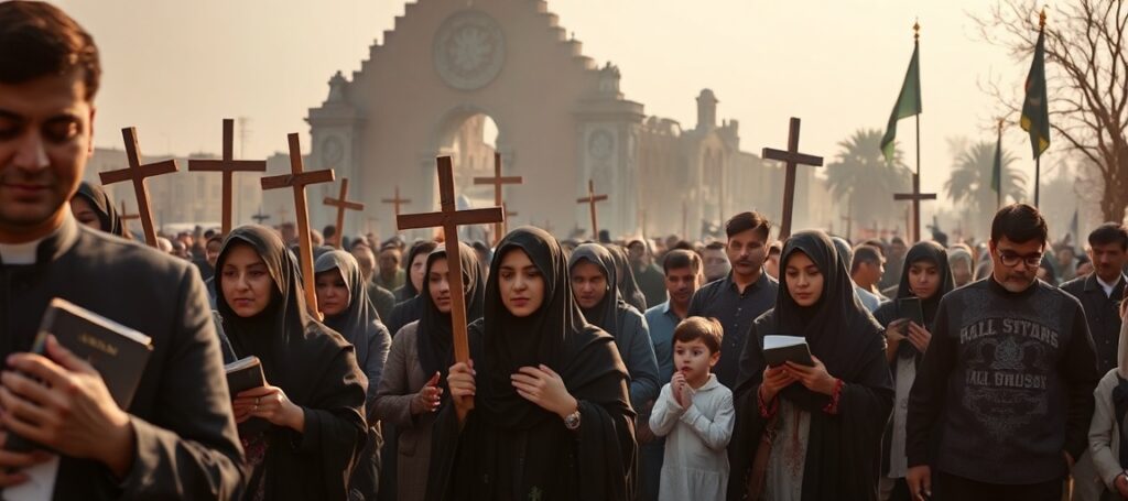 Catholic procession in Peshawar honoring victims of the 2013 All Saints Church bombing.