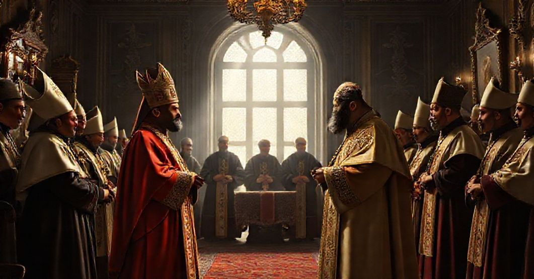 A historic meeting between Catholicos Karekin II and antipope Leo XIV at Castel Gandolfo in 2025, symbolizing schismatic apostasy.