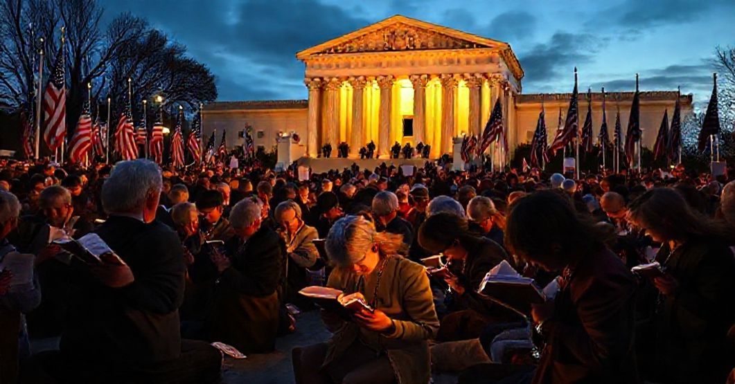 Catholic prayer vigil outside U.S. Supreme Court during First Choice Women's Resource Centers case