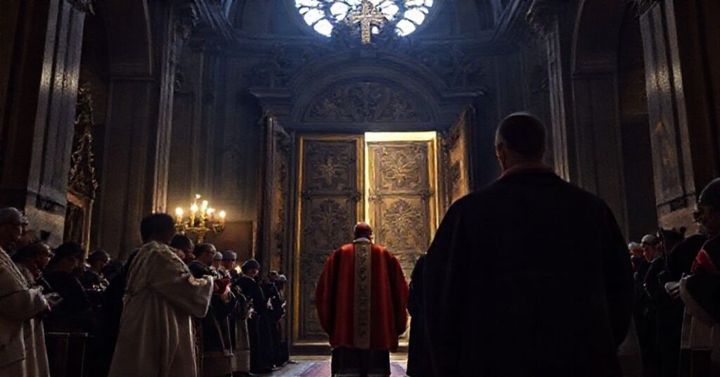 Cardinal Rolandas Makrickas presiding over the closing of the Holy Door at St. Mary Major Basilica in 2025.
