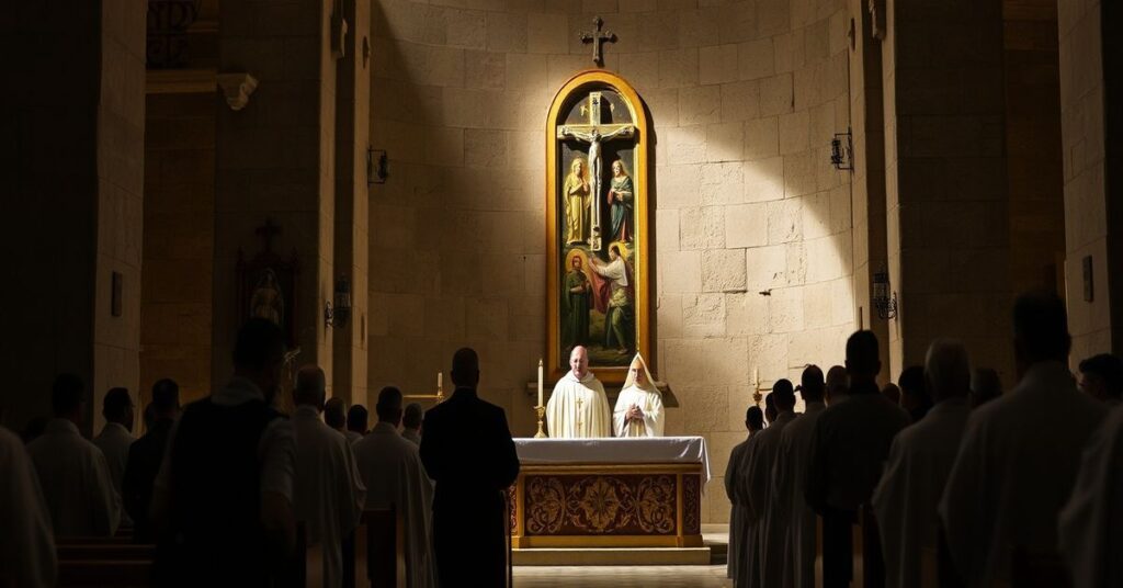 Cardinal Pierbattista Pizzaballa and Father Francesco Ielpo celebrate Mass in the Church of the Holy Sepulchre under secular restrictions