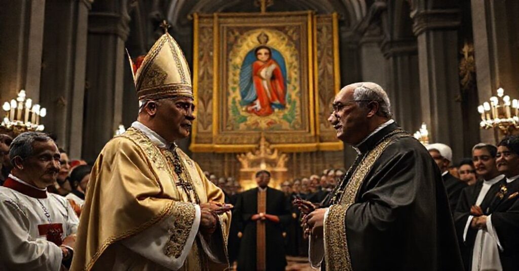 Conciliar sect's false episcopal ordination ceremony of Mario Avilés by antipope Leo XIV in Corpus Christi, Texas