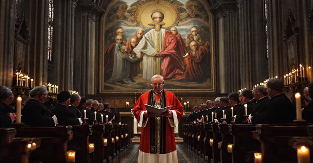 St. Mary Major Basilica interior during the closing of the 'Holy Door' by Cardinal Makrickas in 2025, highlighting the theological conflict between modernist ritual and traditional Catholic doctrine.