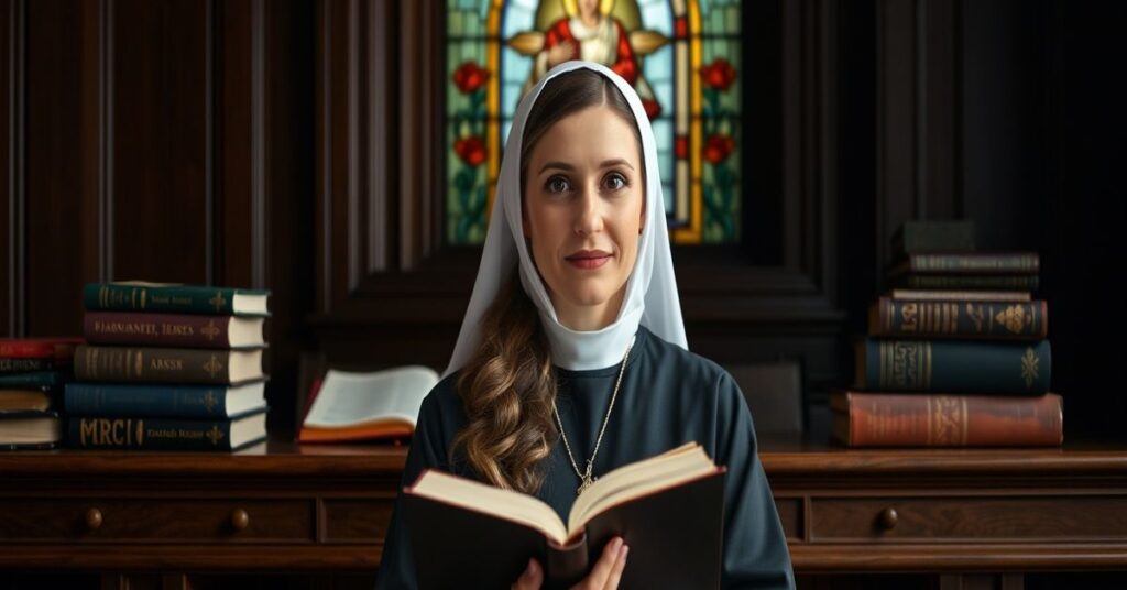 Christian counselor Kaley Chiles in a traditional Catholic setting, reflecting on the Supreme Court's ruling on 'conversion therapy'.