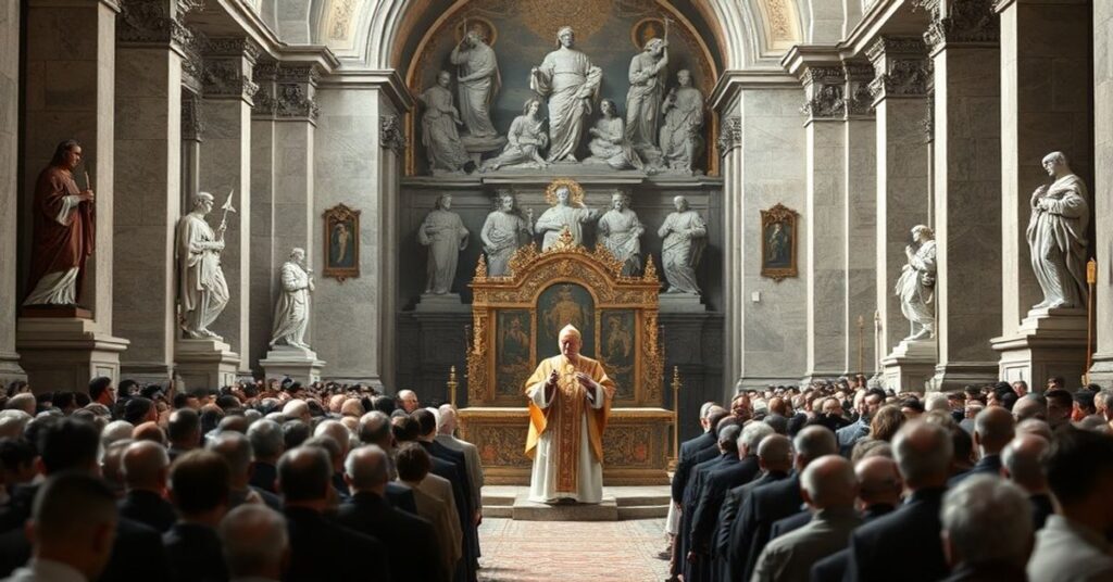 Image depicting Pope Leo XIV delivering his Regina Caeli address on Easter Monday 2026 at St. Peter's Basilica, symbolizing the eclipse of Christ's kingship.