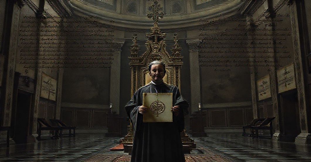A solemn Vatican hall depicting Edward Daniang Daleng beside an empty papal throne, symbolizing the illegitimacy of modern Vatican appointments and the apostasy of the conciliar sect.