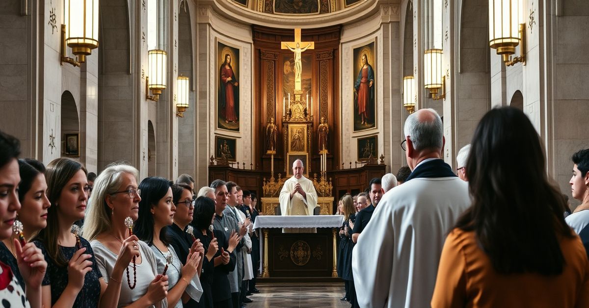 St. Peter's Basilica during a commemorative Mass for Mother Angelica with Father Michael Baggot, LC, celebrating an invalid novus ordo missae.