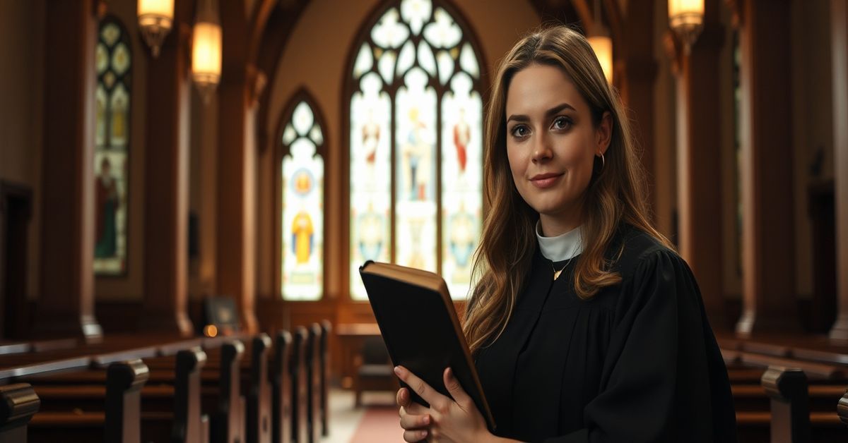 Catholic counselor Kaley Chiles in a church sanctuary with a Bible, symbolizing the conflict between divine law and secular authority in the Supreme Court ruling on 'conversion therapy'.