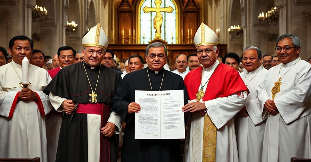 Filipino bishops in traditional Catholic setting opposing nuclear power plant plan.