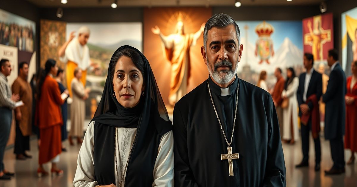 Margaret Karram and Fr. Roberto Almada in a modernist ecumenical setting, symbolizing the apostasy of the Focolare Movement.