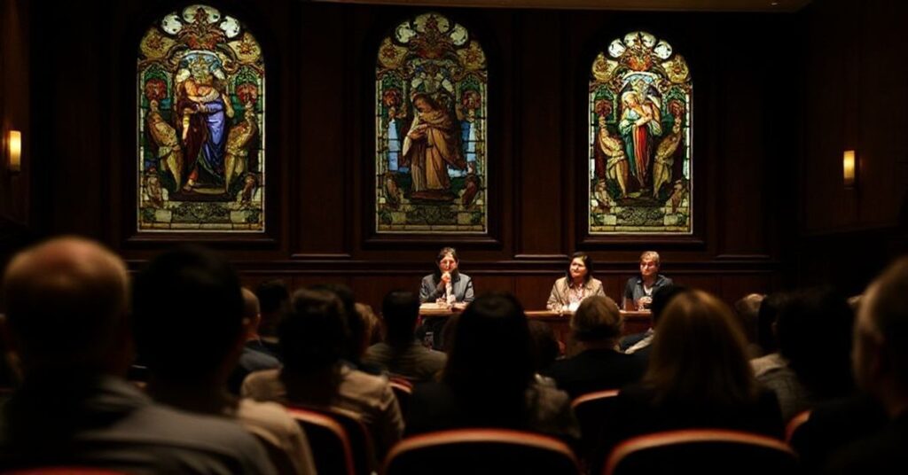 Georgetown University panel discussion on immigration enforcement, highlighting the conflict between humanitarianism and Catholic social teaching.