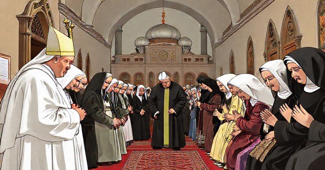 Antipope Leo XIV visiting a Little Sisters of the Poor facility in Istanbul with interfaith syncretism and theological errors.