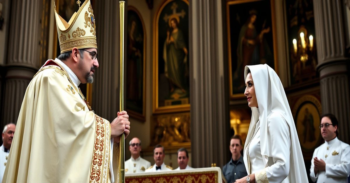 King Felipe VI installed as protocanon in Basilica of St. Mary Major with antipope Leo XIV, symbolizing modernist apostasy and rejection of Christ the King's social kingship.