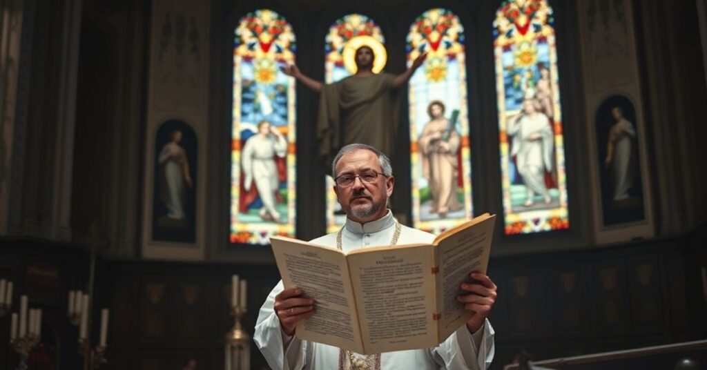 A solemn image depicting the stark contrast between traditional Catholic doctrine and modernist interpretations of Leo XIV's Easter message.