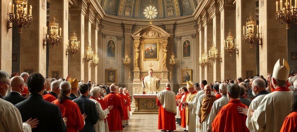 Solemn Pentecost Mass in St. Peter's Basilica with Leo XIV delivering a modernist homily in 2026.