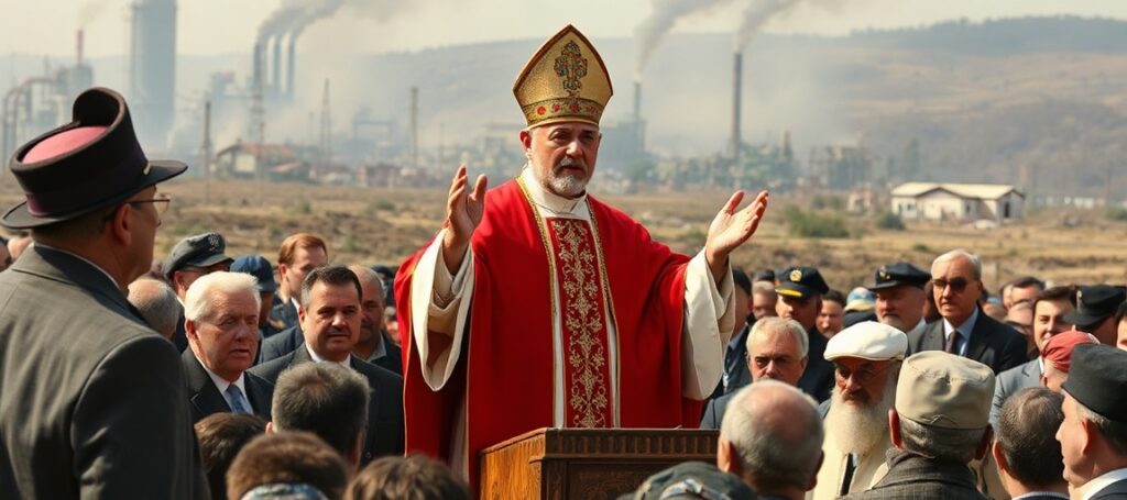 Leo XIV (Robert Prevost) speaking in Acerra, Italy, promoting environmentalism while omitting Christ the King and supernatural truths.