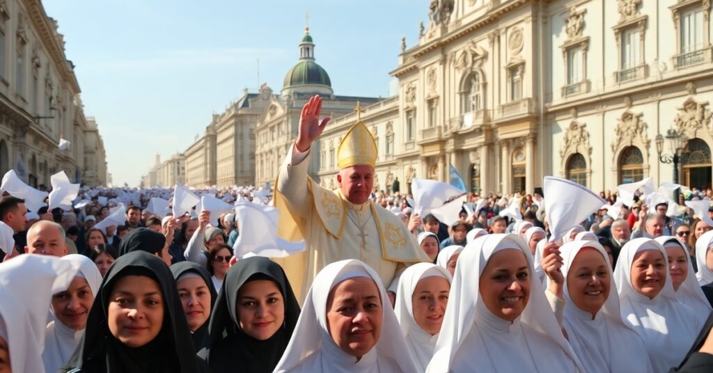 A solemn Corpus Christi procession in Madrid led by a usurper dressed as Pope Leo XIV.