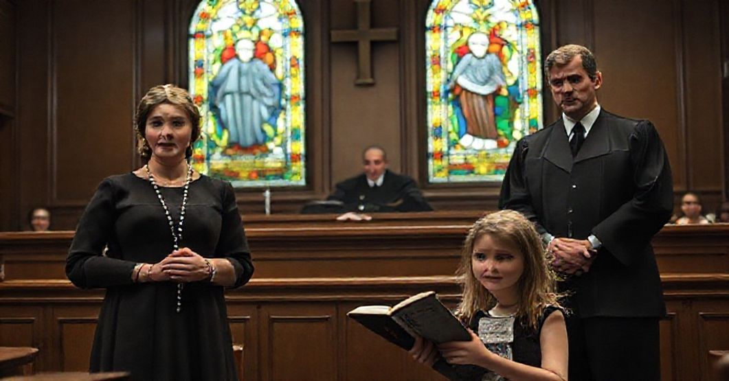A Catholic mother stands in a Maine courtroom defending her right to take her daughter to church against an opposing father's objections.