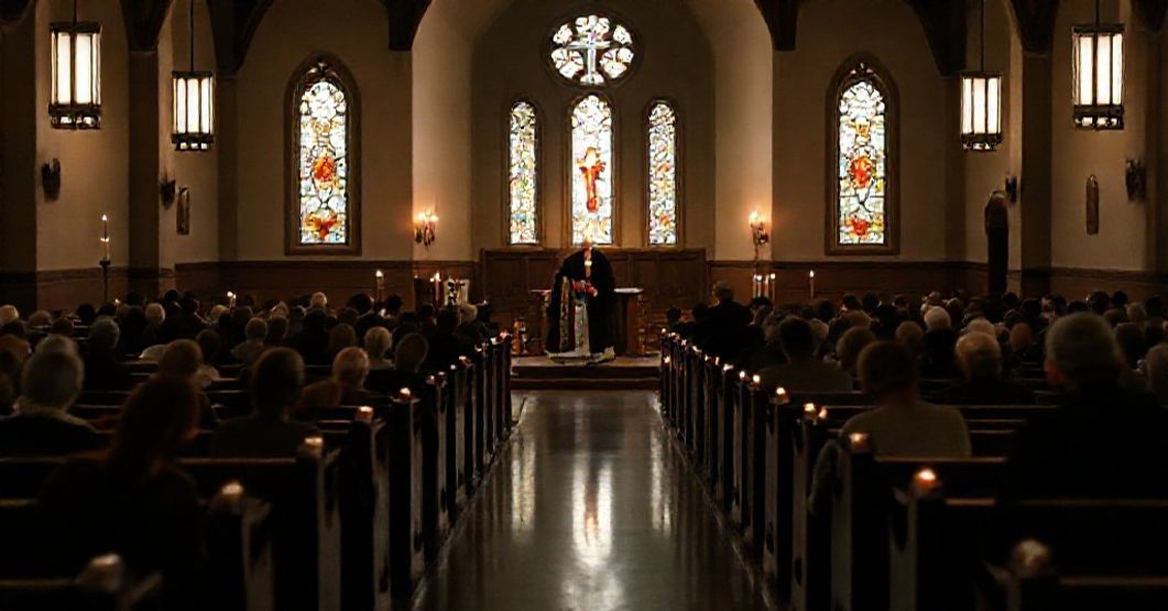Archbishop Bernard Hebda and Father Dennis Zehren perform a rite of reparation at Annunciation Church in Minneapolis after a tragic shooting.