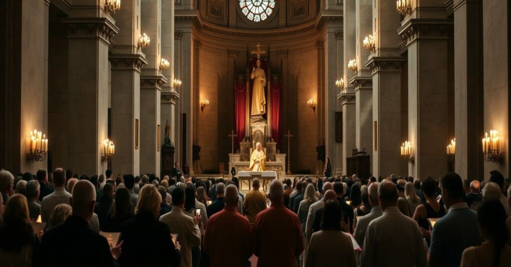 A modernist prayer vigil for peace in Rome led by Cardinal Baldassarre Reina and Cardinal Dominique Joseph Mathieu.