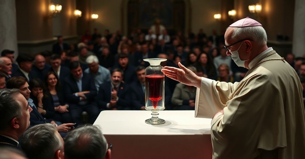 A somber depiction of the alleged liquefaction of St. Januarius' blood in Naples during a Novus Ordo celebration led by 'Cardinal' Domenico Battaglia.