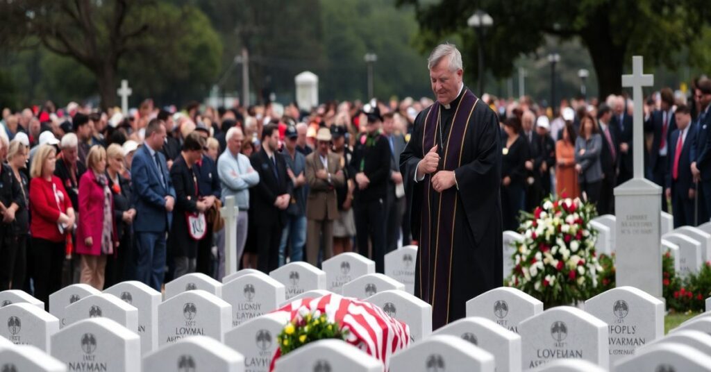 Solemn funeral of Navy veteran Lonnie Wayman attended by hundreds in Tennessee, emphasizing naturalistic compassion over Catholic supernatural doctrine.