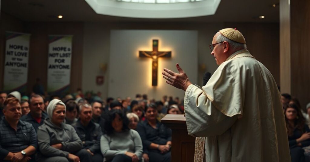 Antipope Leo XIV and Krisanne Vaillancourt Murphy at a 'Jubilee of Prisoners' event promoting false mercy and rejection of divine justice