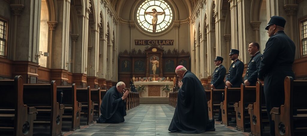 Solemn depiction of Modernist Vatican crushing pseudo-traditionalists as Nicaraguan police detain bishops and San Francisco announces massive abuse settlement.