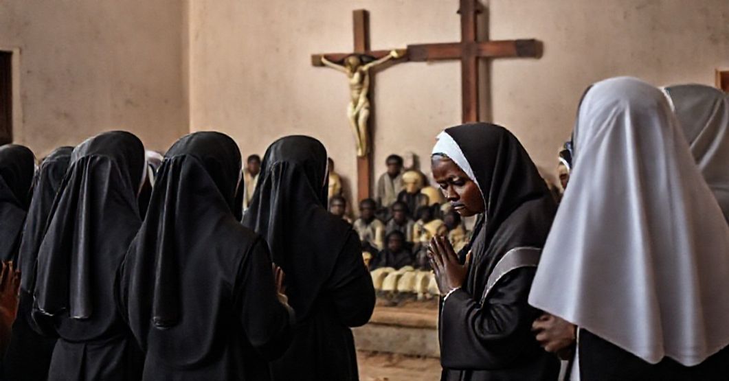 Sisters of Our Lady of Apostles praying for abducted students in Nigeria, highlighting the spiritual crisis and the need for conversion to the Catholic Faith.
