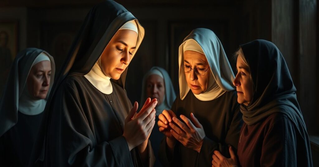 Polish Catholic sisters Sister Eutalia Jadwiga Wismont and Mother Matylda Getter sheltering Jews during WWII in a convent setting.