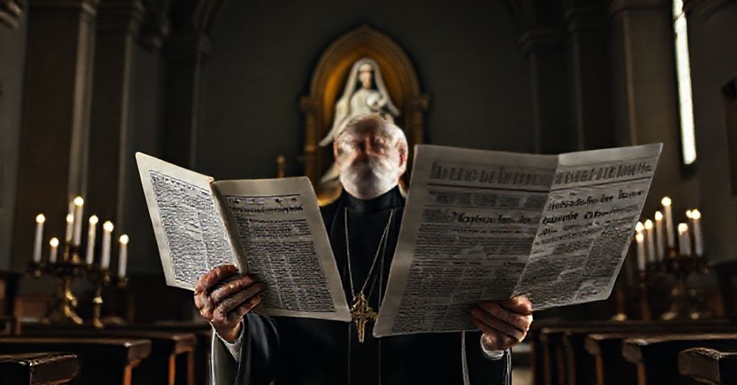 A traditional Catholic priest reflects on Trump's erroneous statement about the Immaculate Conception in a solemn church setting.