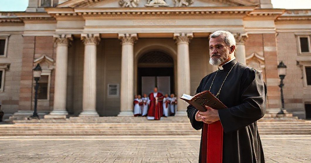 Sedevacantist Resistance to Antipope Leo XIV at Lateran University Sedevacantist priest stands resolutely before Lateran University as antipope Leo XIV presides over a modernist academic ceremony.